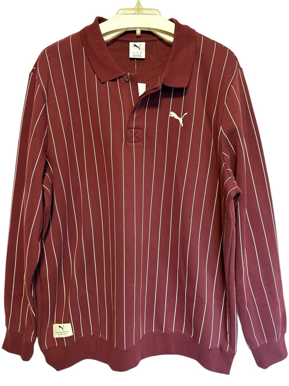 PUMA Long Sleeve Pinstripe Polo Shirt Men’s XL
